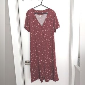 Buttoned Floral Midi Dress